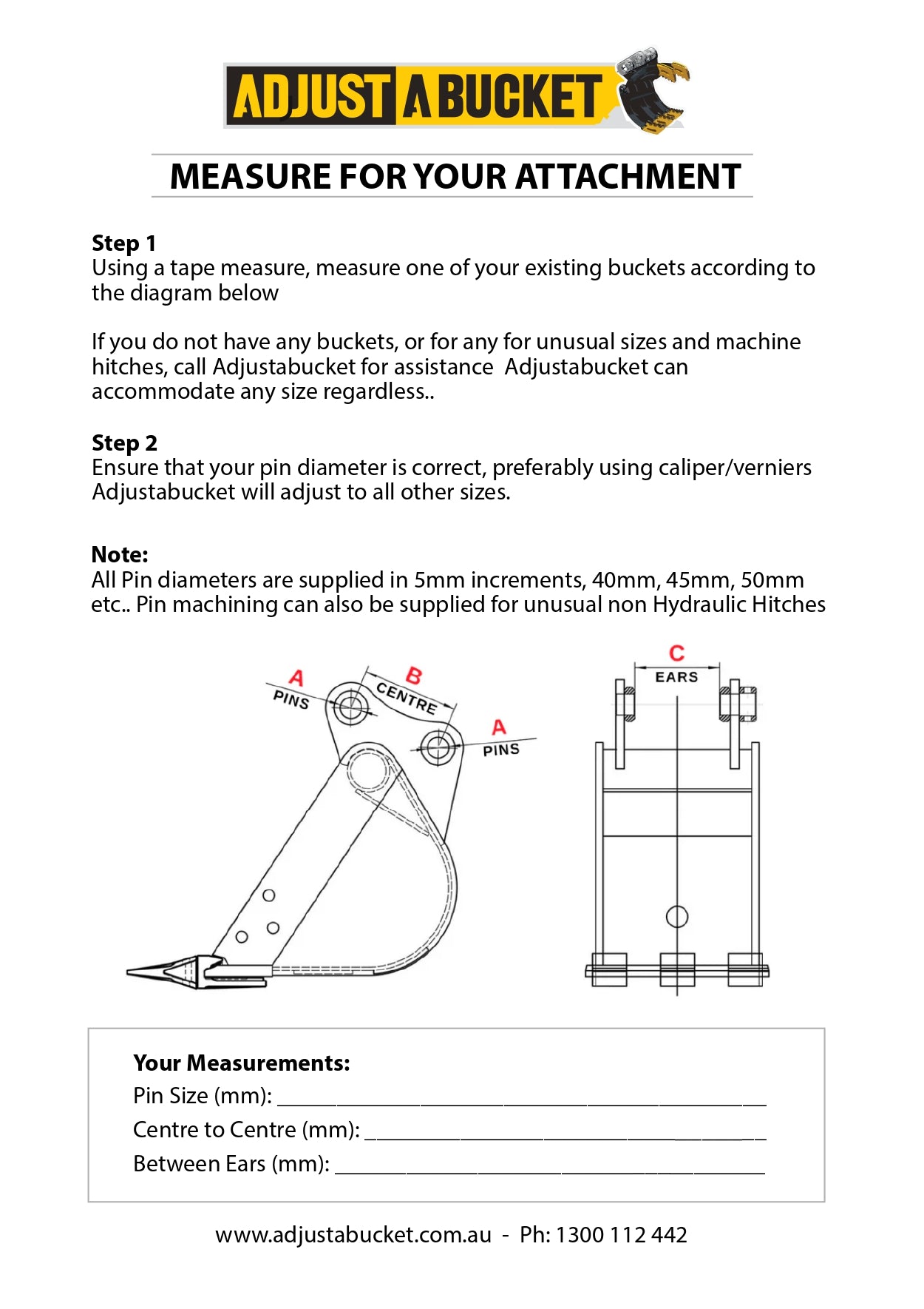 Adjustable Excavator Attachments