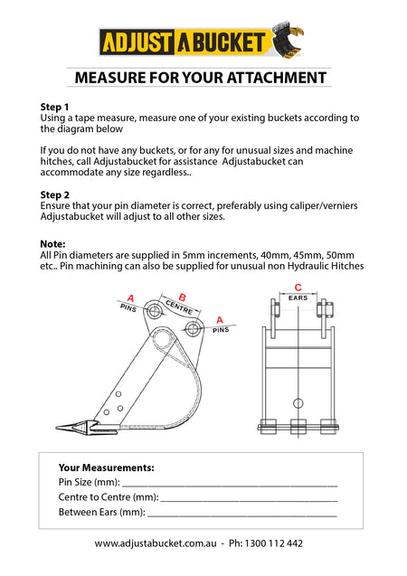 Adjustable Excavator Attachments